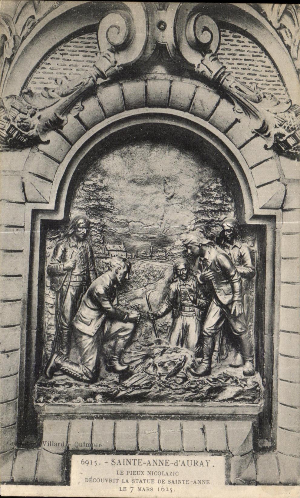 Sainte-Anne-d'Auray — Découverte de la statue de sainte-Anne par le pieux Nicolazic le 7 mars 1635 — Villard - Quimper, n° 6915