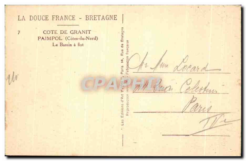 CPA Paimpol Le Bassin a flot Bateaux  — Rückseite
