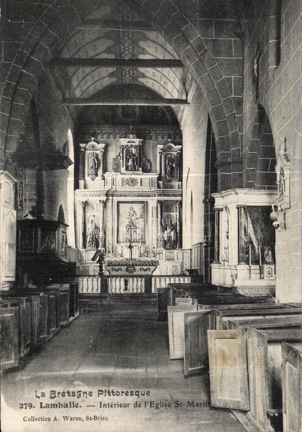 Lamballe — Intérieur de l'Église Saint-Martin — Collection A. Waron, St-Brieuc