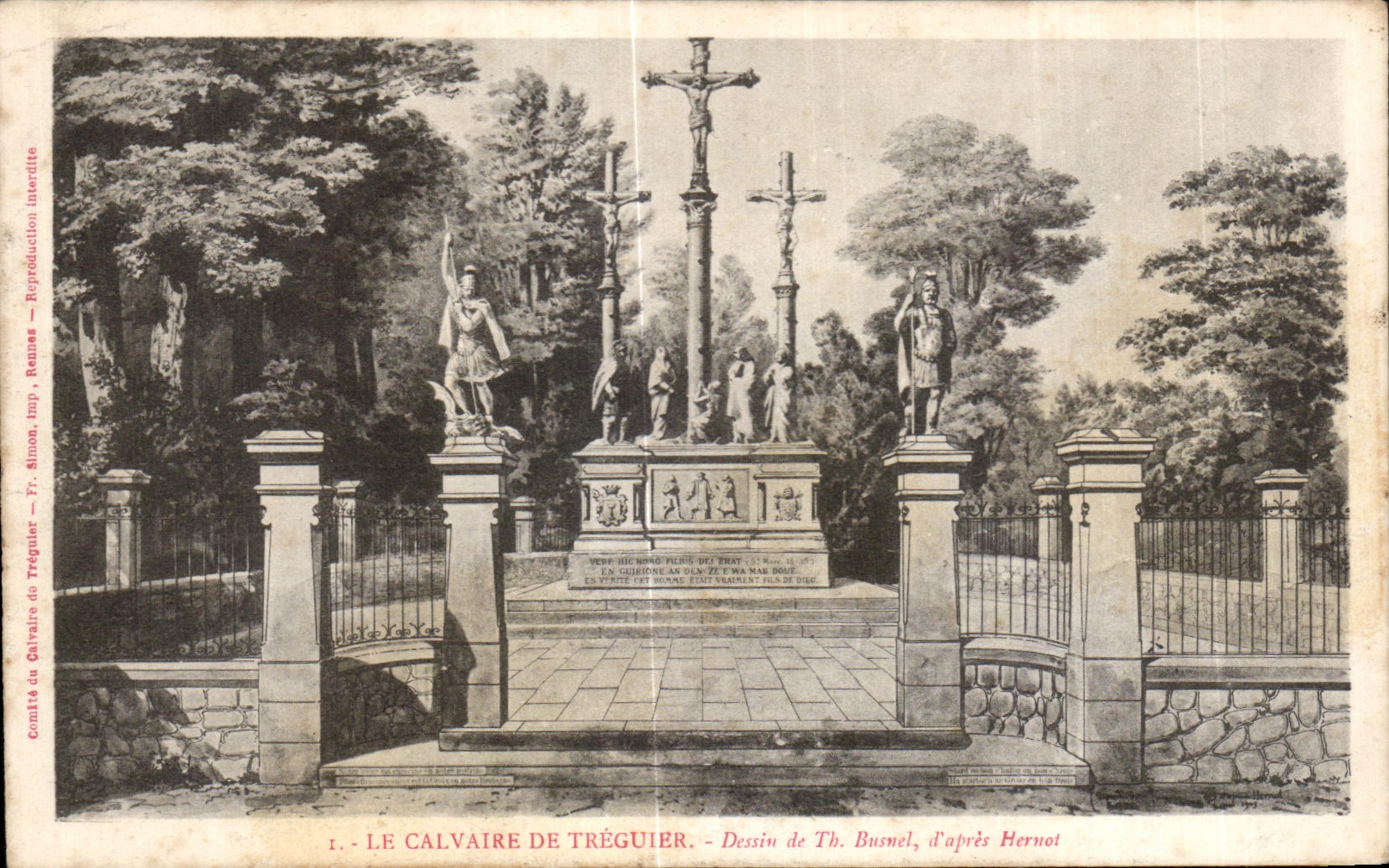 CPA Le Calvaire De Treguier Dessin de Tb Busuel d apris Hernal