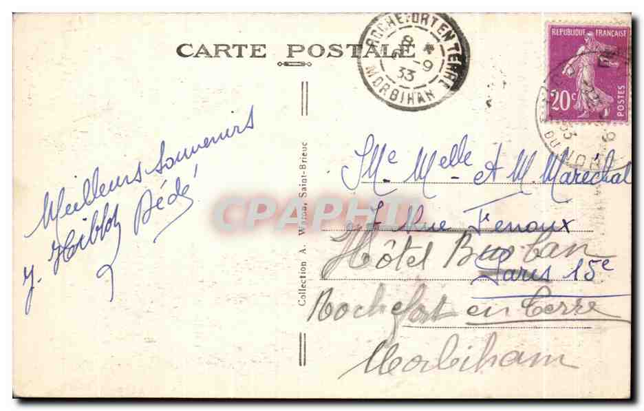 CPA Etables Ensemble de la Plage des Godelins — Rückseite