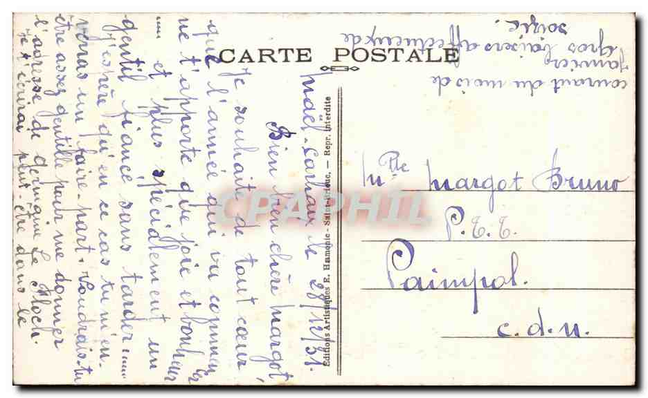 Deux personnages en costume néerlandais — Bonne Année — Éditions Artisanales F. Hamon - Saint-Étienne — Reverso