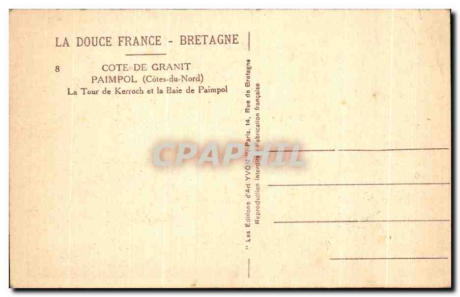 La Tour de Kerroch — Baie de Paimpol — Éditions d'Art YVON — Reverso