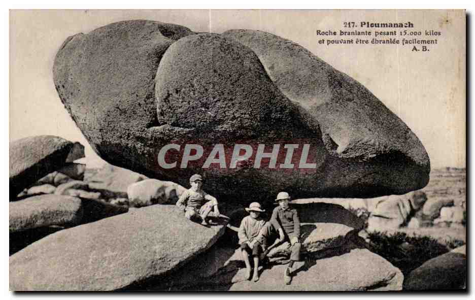 CPA Ploumanach Roche braniante pesant et pouvant etre ebranlee facilement