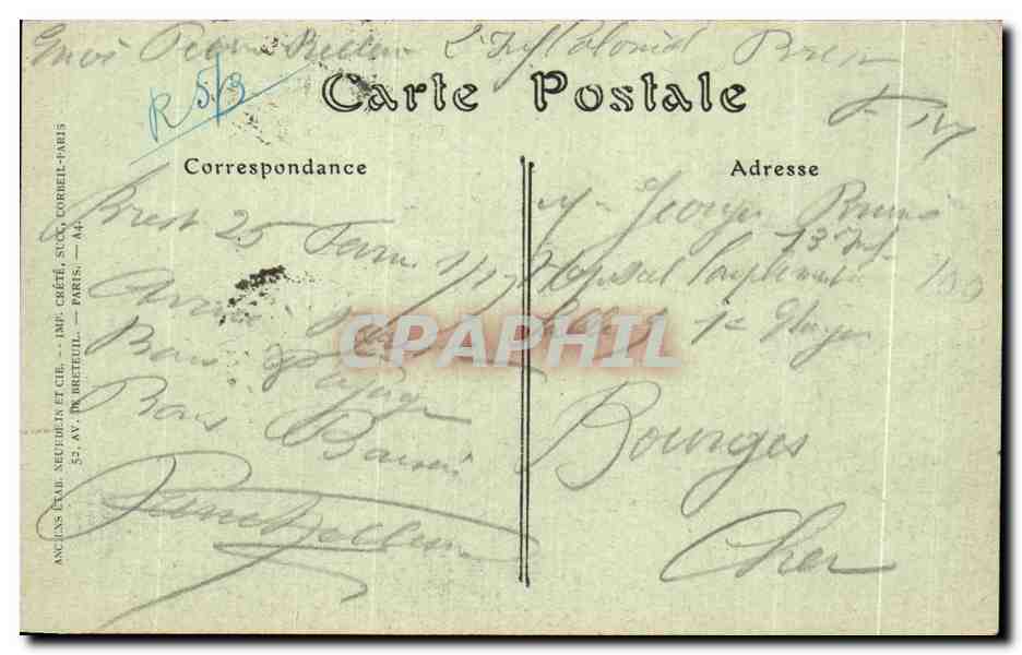 CPA Port Militaire De Brest Sortie du Cuirasse Formidable — Rückseite