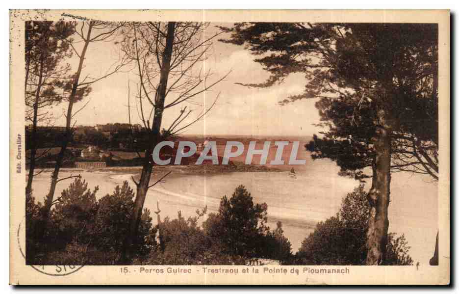 CPA Parios Guirec Trestraou et la Pointe de Ploumanach