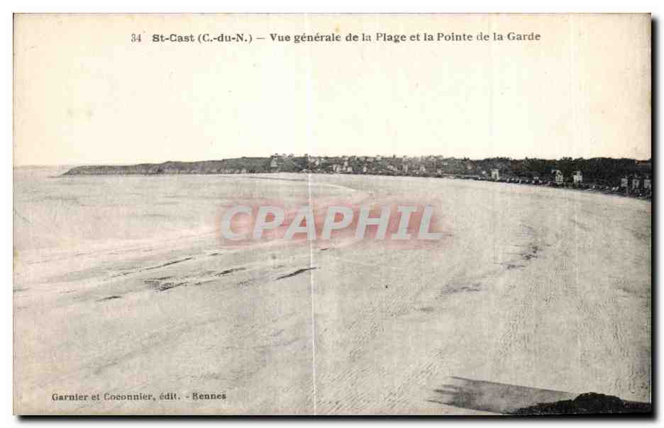St-Cast (C.-du-N.) — Vue générale de la Plage et la Pointe de la Garde — Garnier et Coconnier, édit. - Rennes