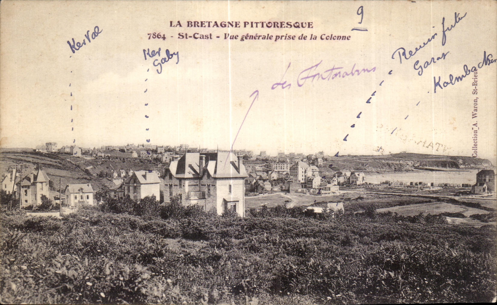 St-Cast - Vue générale prise de la Colonne — La Bretagne pittoresque, éditeur A. Waron, n° 7864