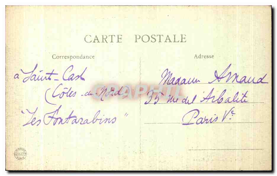 Ile Saint-Cast (Côtes-du-Nord) — Vue prise du Port — Édit. J. Pattemard, Léon — Rückseite