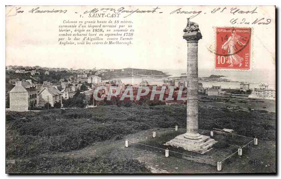 CPA Saint Cast Colonne en granit 