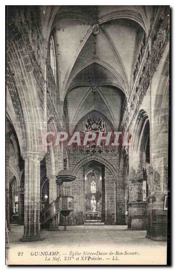 CPA Guingamp Eglise Notre Dame de Bon Secours La nef