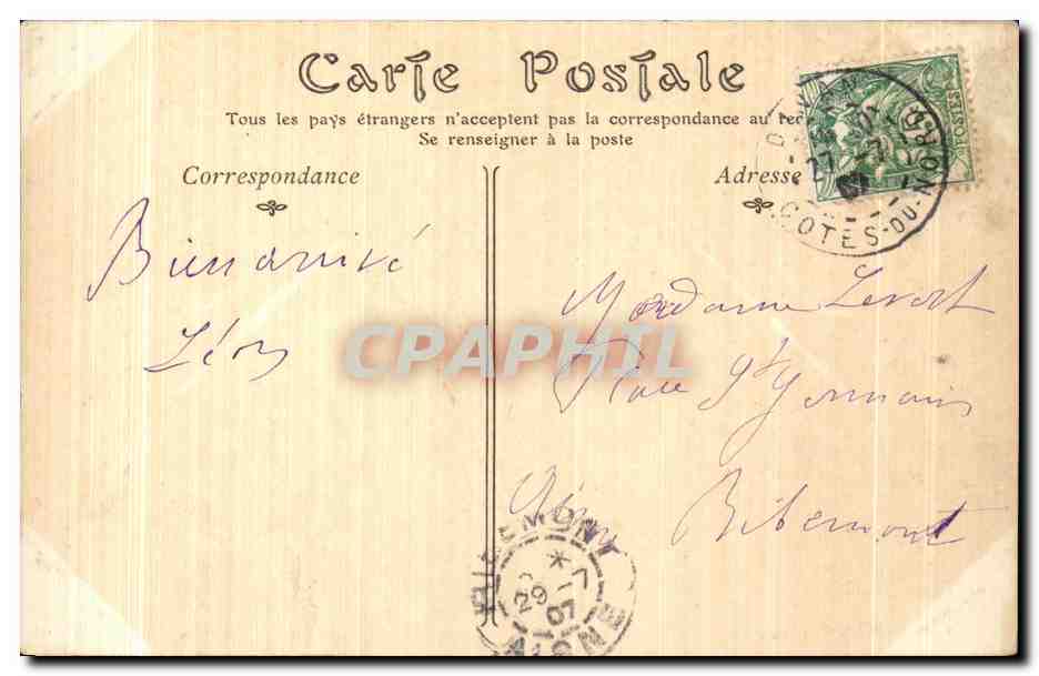 CPA Dinan Vue generale prise de la Tour de l Horloge — Rückseite