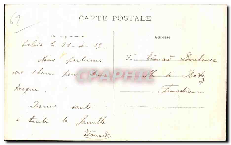 CPA Calais vol d oiseau Pare st Pierre et monument du Souvenir Francais — Rückseite