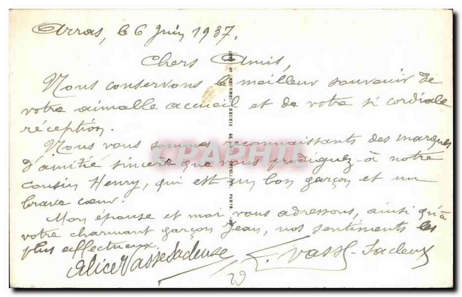 CPA Arras Rue Saint Gery — Rückseite