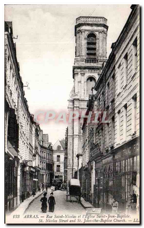 Arras — Rue Saint-Nicolas et l'Église Saint-Jean-Baptiste — LL