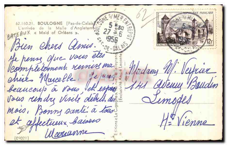 Arrivée du bateau « La Cigogne » — Boulogne-sur-Mer — Éditions La Cigogne, n°09021 — Reverso