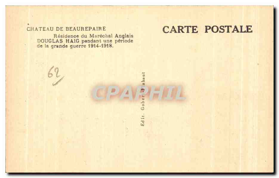 CPA Chateau De beaurepaire Residence du Marechal Anglais  — Back