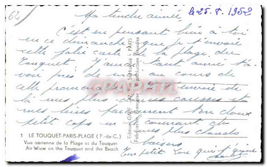 Le Touquet-Paris-Plage — Aerial view of the beach and Le Touquet — GREF Edition, Paris — Back