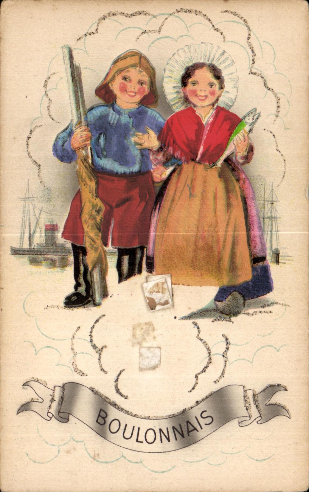 Antike Ansichtskarte Boulonnais Folklore Costume