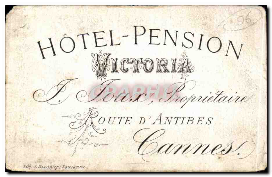 Carte de visite Antibes Pension Victoria  — Rückseite