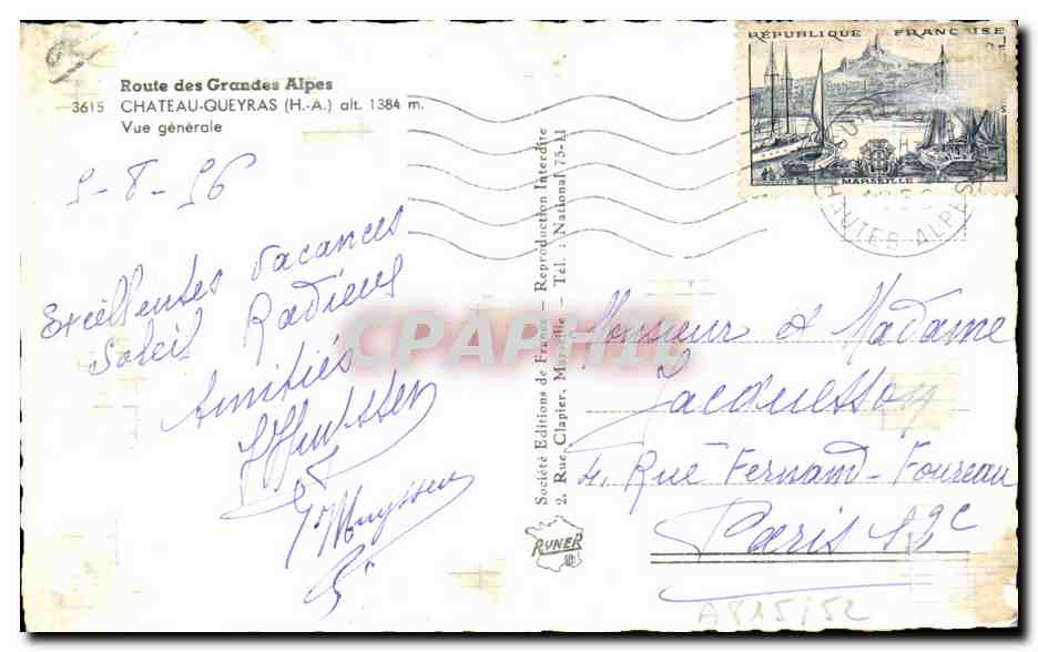 Château-Queyras — Vue générale — Société Éditions de France, Tél. : National 75-11 — Rückseite