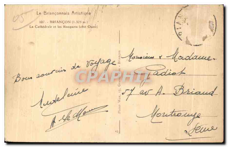 BRIANÇON — La Cathédrale et les Remparts (côté Ouest) — Photo Waz, (3) Granaute — Verso