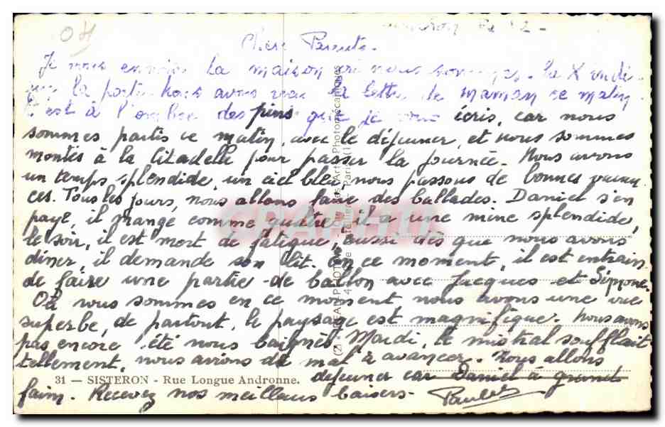 CPA Sisteron Rue Longue Andronne — Rückseite