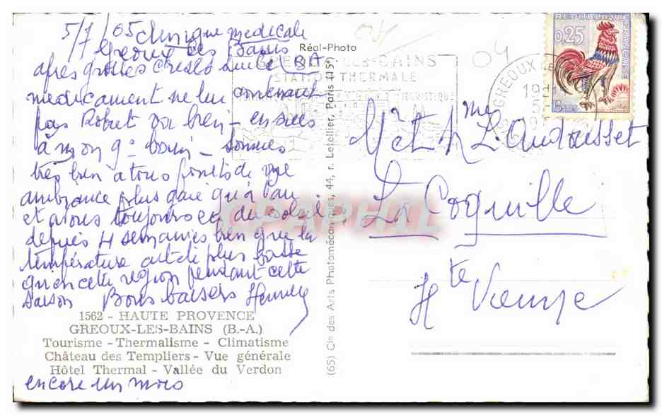 CPA Haute Provence Greoux Les Bains Tourisme — Verso