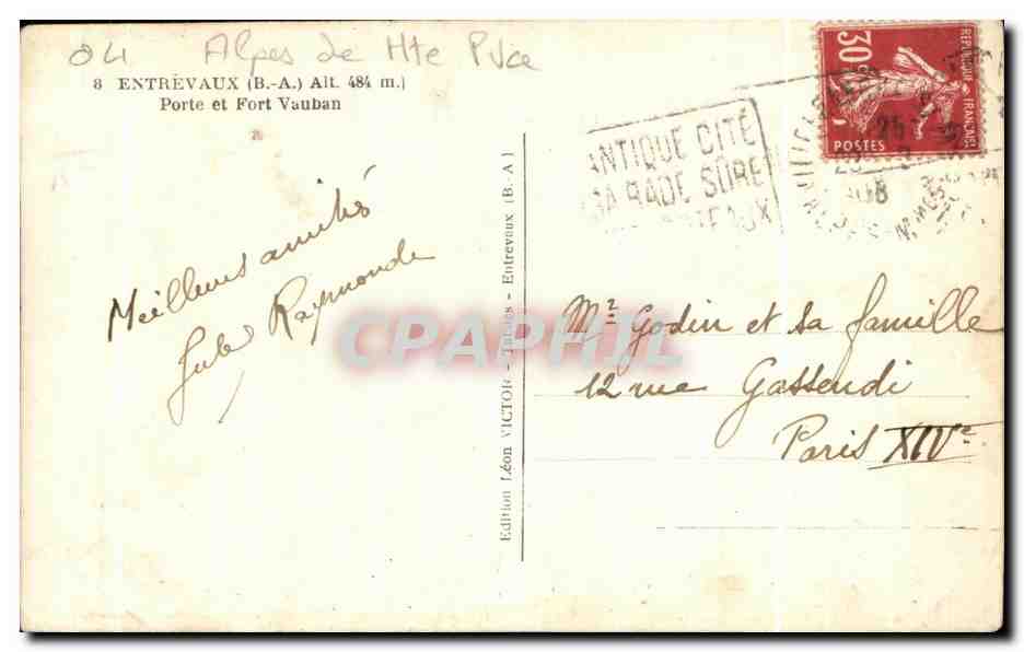 CPA Enirevaux Porte et Fort Vauban — Rückseite