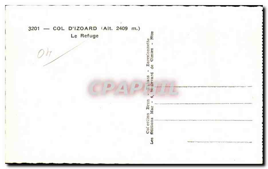 CPA Col d Izord Le Le Refuge — Verso