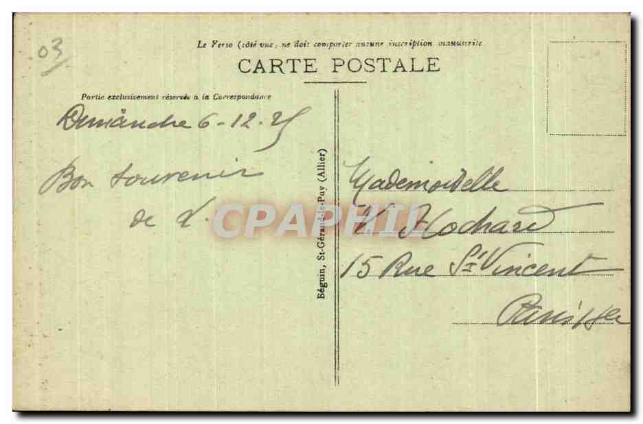 CPA Vichy Un Coin Nouvecau Parc  — Verso
