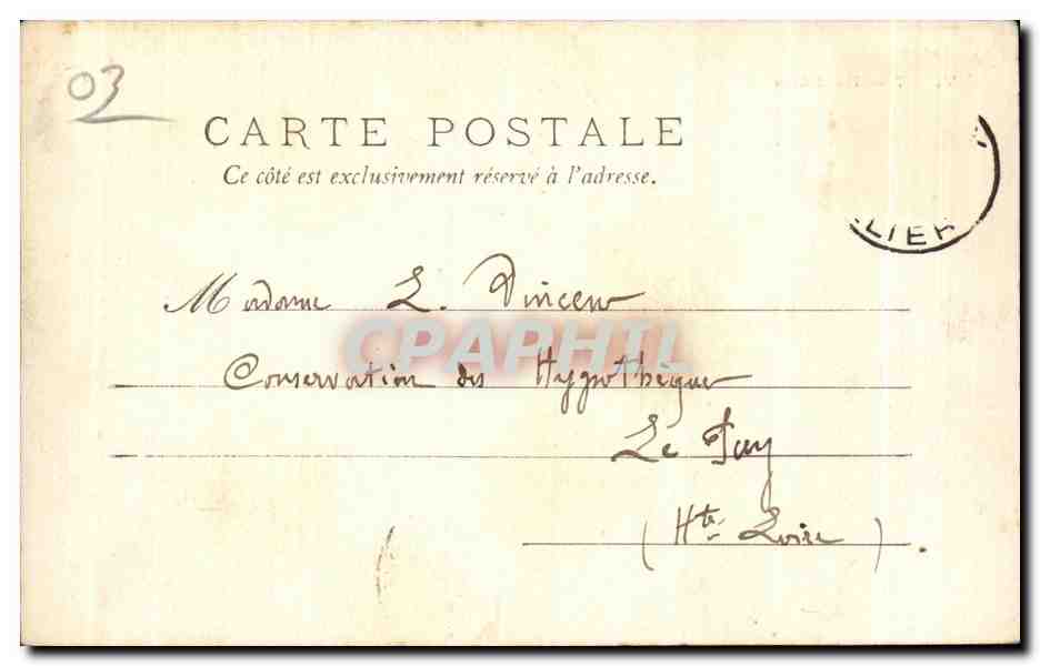 CPA Vichy Hotel Dieu — Verso