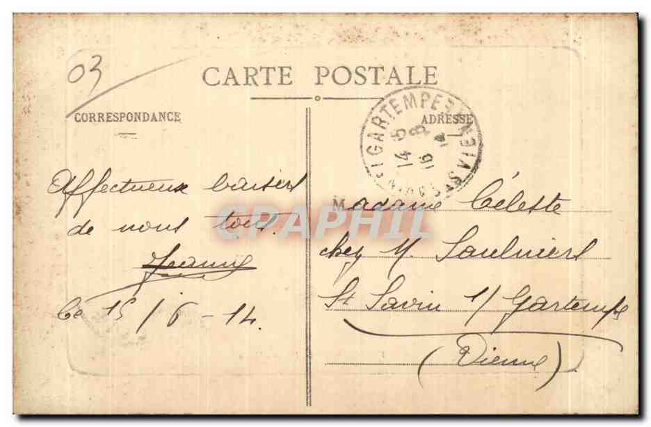 CPA Vichy Place Victor Huge — Rückseite