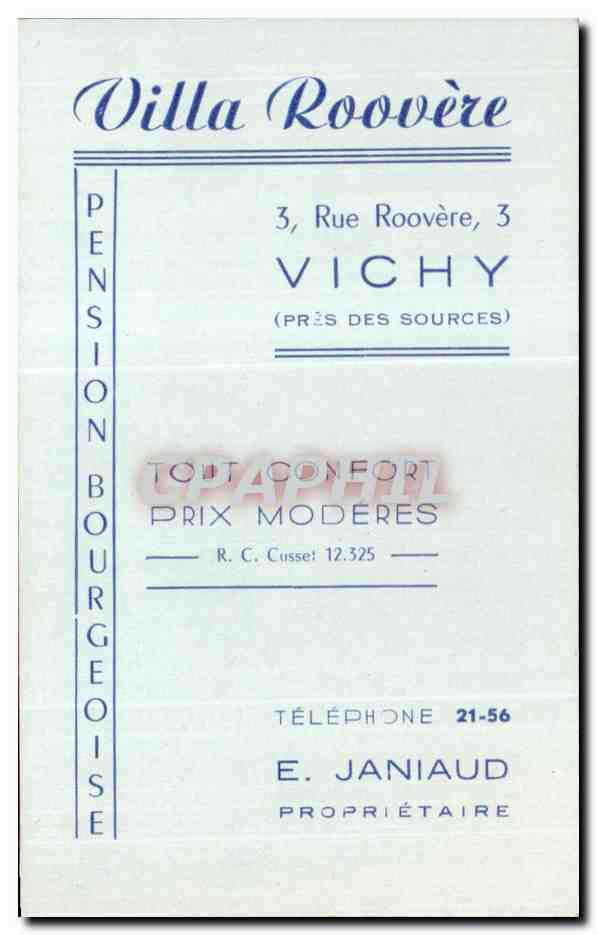 Carte de visite Vichy Villa Roovere Janiaud 