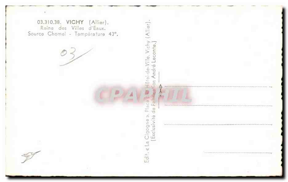 CPA Vichy Allier Reine des Villes d Eaux Source Chomel — Verso