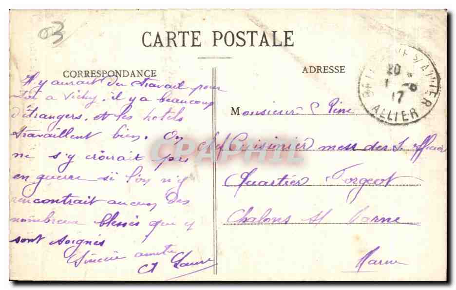CPA Vichy La Place Victor Hugo et l Astoria Palace — Verso
