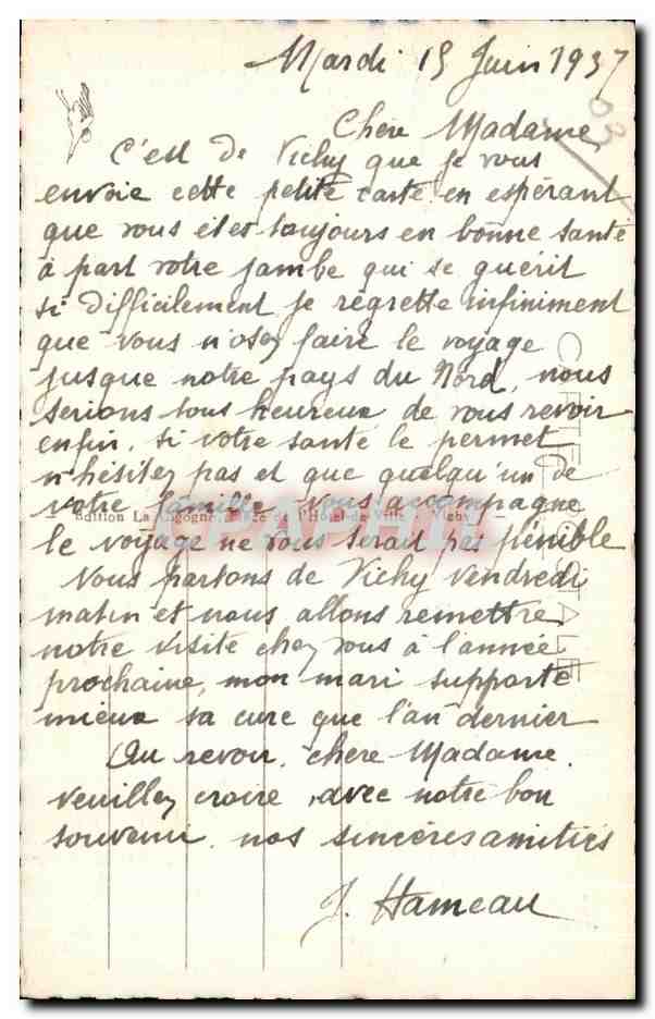 CPA Vichy Le Pont Aristide Briand — Rückseite