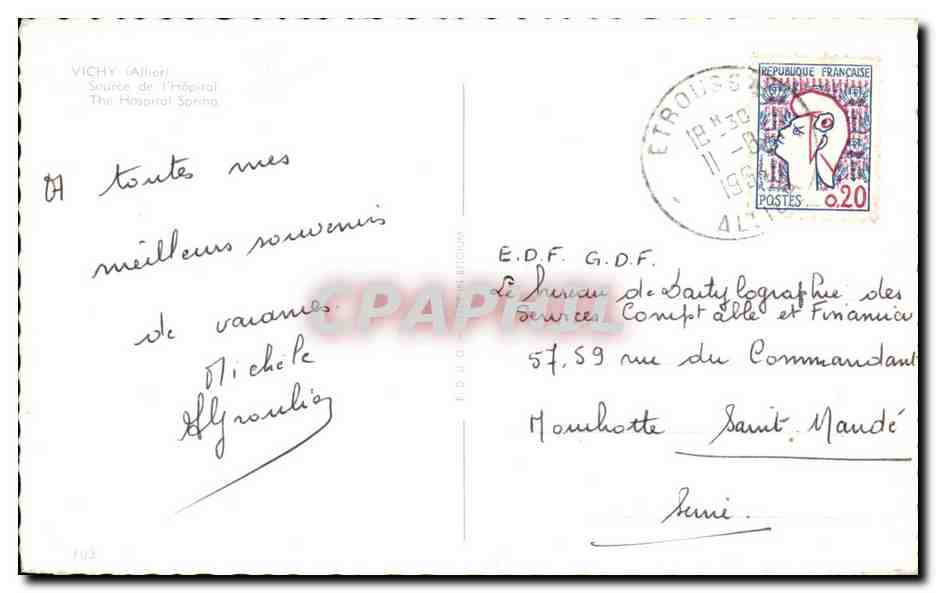 CPA Vichy Source de l hopital — Verso