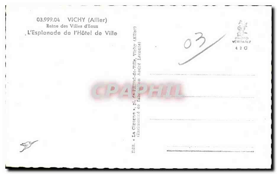 CPA Vichy Allier L Esplanade de l Hotel de Ville — Rückseite