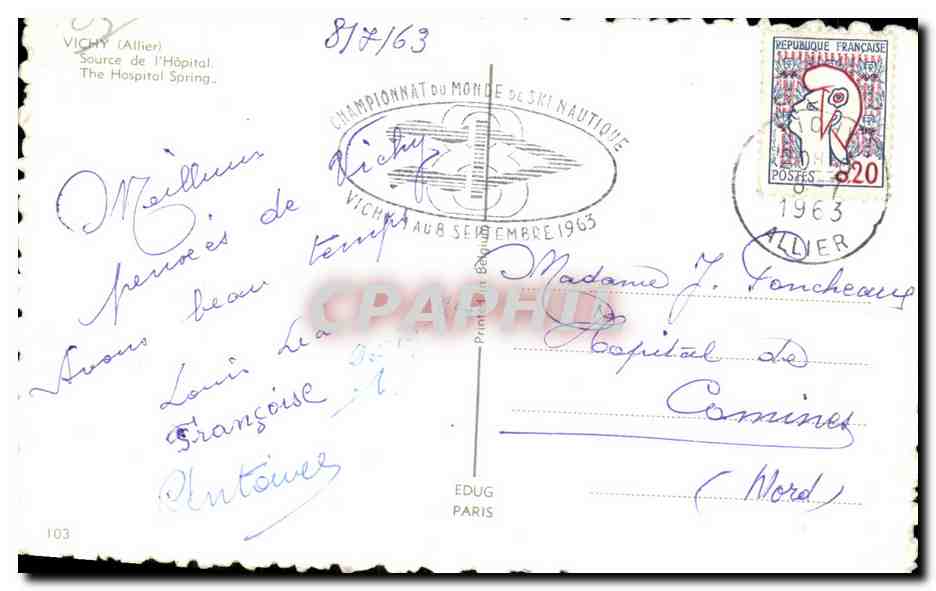 CPA Vichy Source de l Hopital — Verso