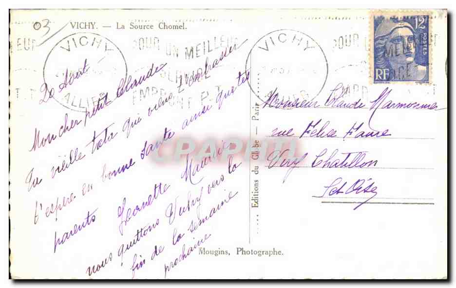 CPA Vichy La Source Chomel — Verso