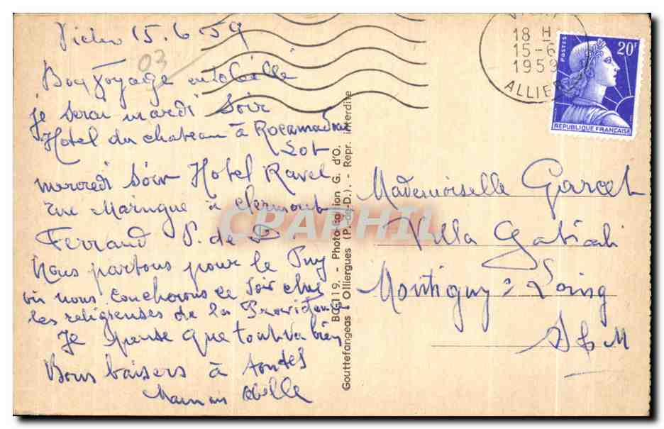CPA Vichy notre Dame des malades Eglise Saint Blaise  — Verso