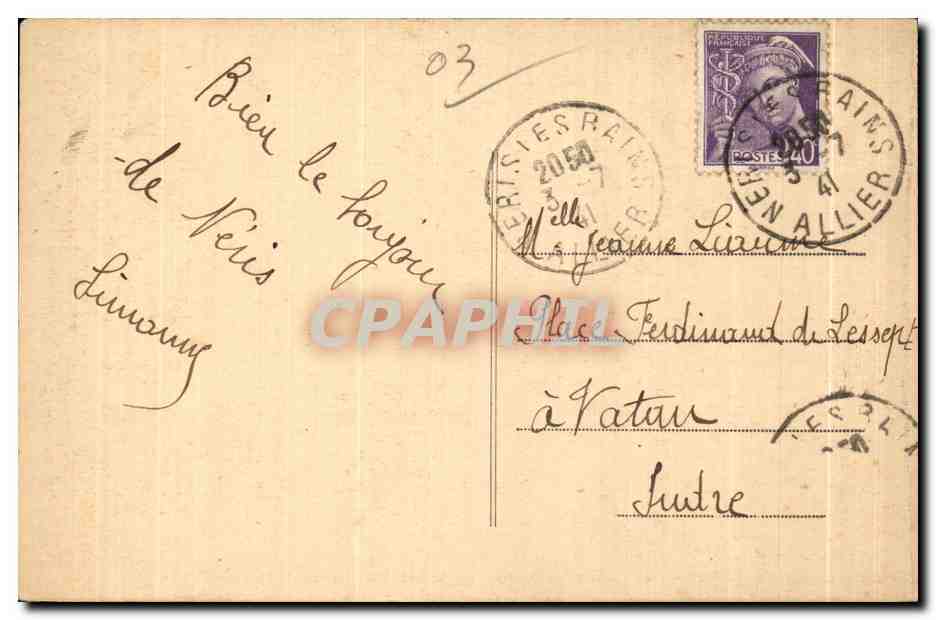 CPA Neris Les Bains Allier Le Casino et Entree Grand Etaliissement Thermal — Rückseite
