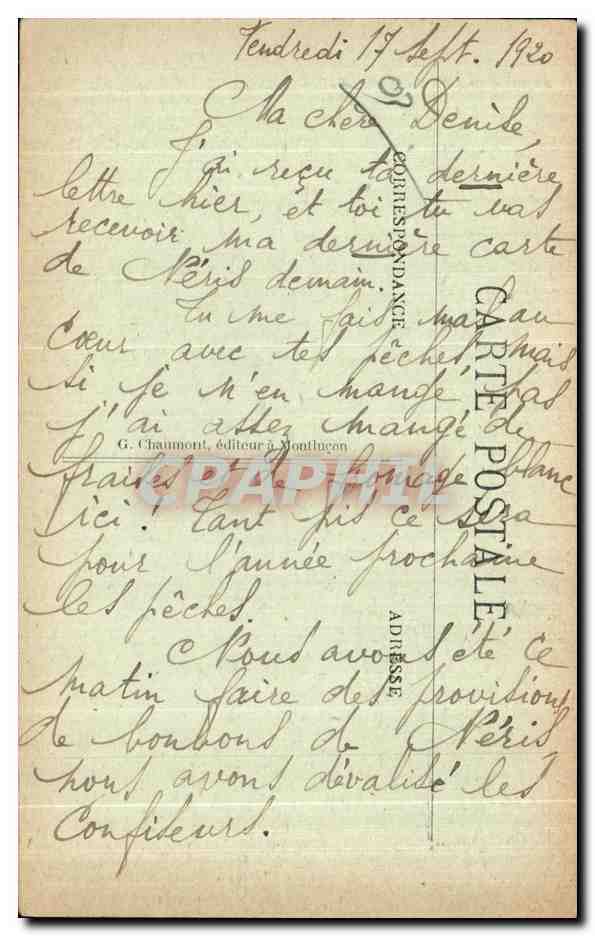 NÉRIS-les-BAINS — L'Ancien Château de Perrassier — (D'après une Gravure du temps) — n°461 — Verso