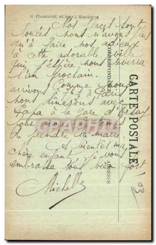 CPA Le Vieux Neris Les Bains — Verso