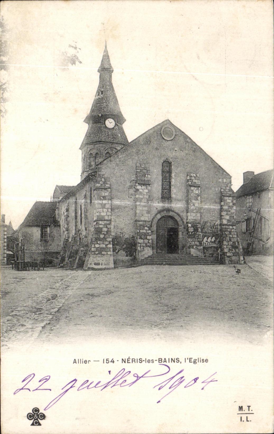 NÉRIS-les-BAINS, l'Église — Allier 154 — éditeur M.T. n° 22