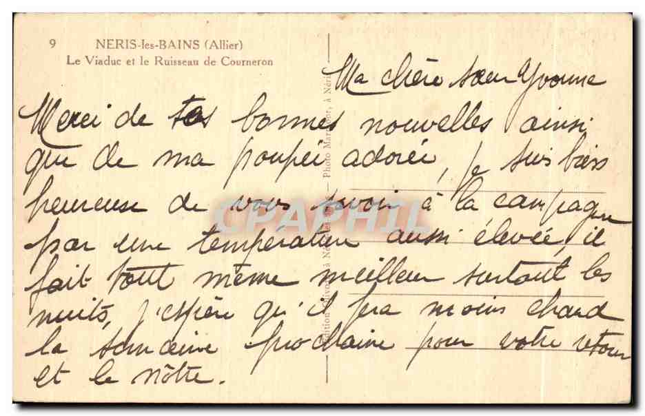 Néris-les-Bains (Allier) — Le Viaduc et le Ruisseau de Courneron — Édition Néris-les-Bains — Rückseite