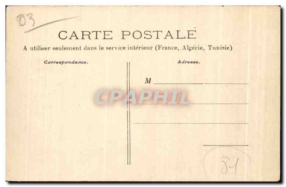 Moulins — L'Hôtel de Ville — P. Paquet, édit. Moulins, N° 1 — Verso