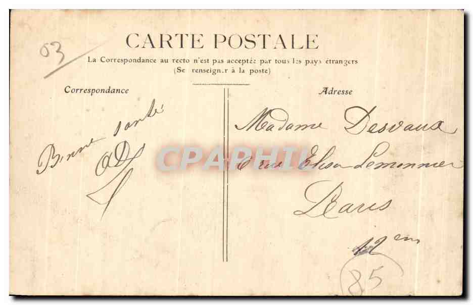 CPA Moulins Lycee de Jeunes filles — Verso