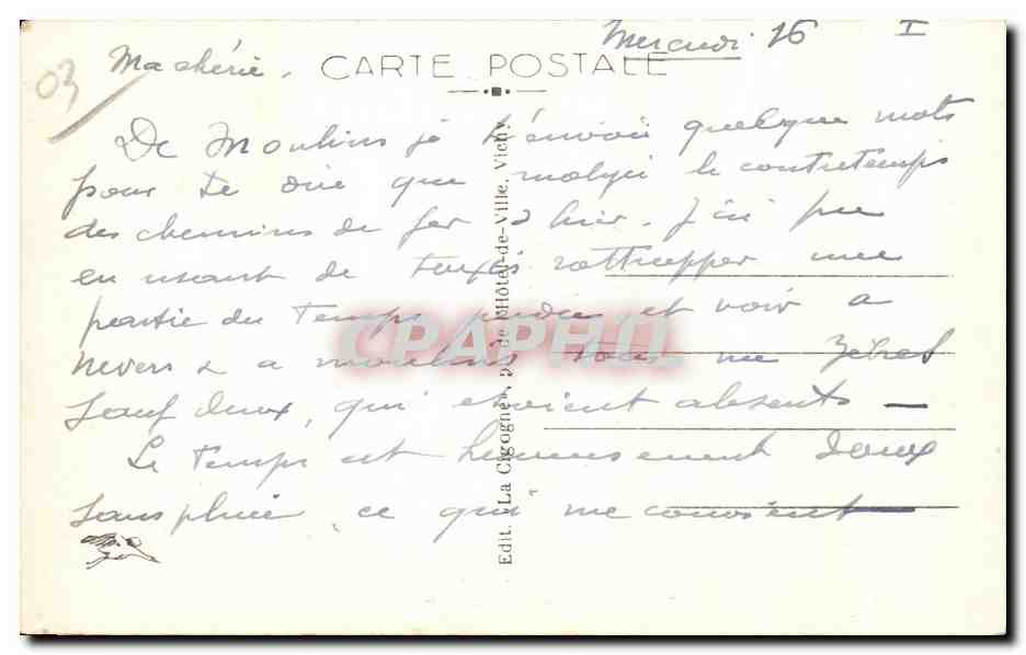 CPA Moulins Place et Rue d Allier — Verso